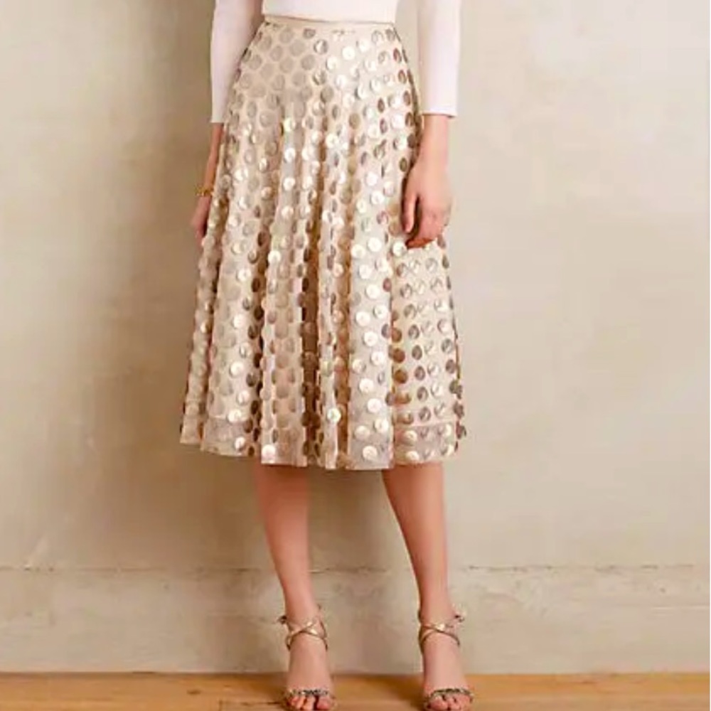 Eva Franco Anthropologie Shimmer Dot Skirt Size 0 NWT